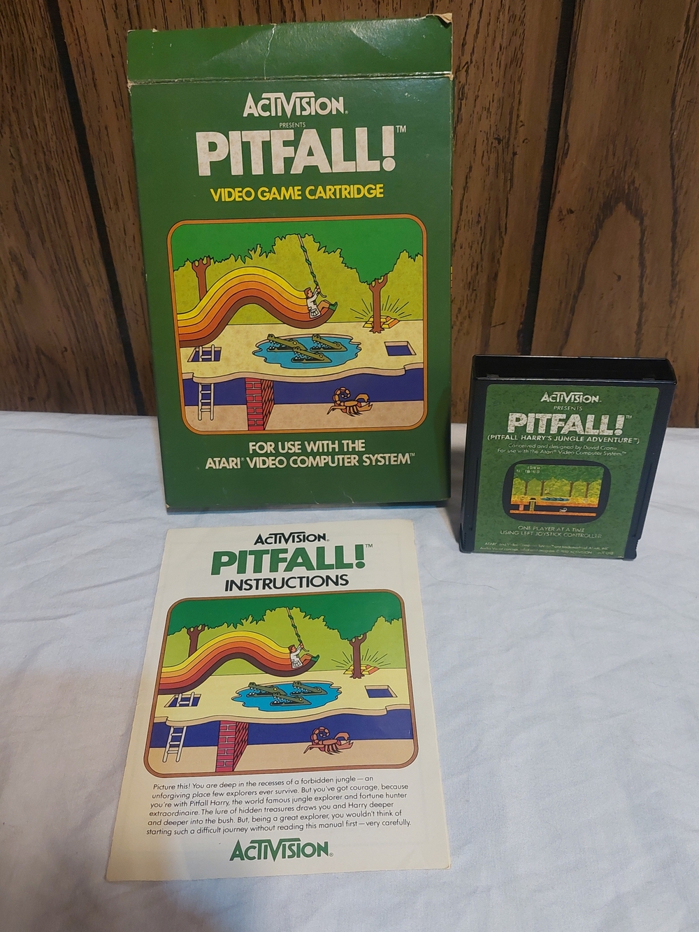 Pitfall! Atari Video Game Cartridge - With Box & Instructions 1982 Activision